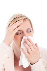 Image showing Ill woman with a fever and chills