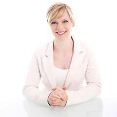 Image showing High key portrait of a businesswoman