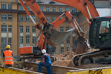 Image showing Demolition vehicles at work