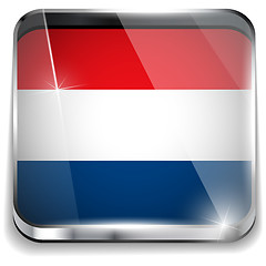 Image showing Netherlands Flag Smartphone Application Square Buttons