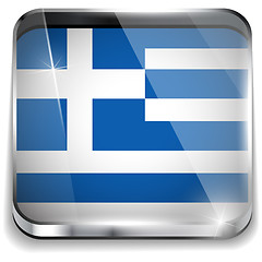 Image showing Greece Flag Smartphone Application Square Buttons