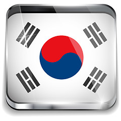 Image showing South Korea Flag Smartphone Application Square Buttons