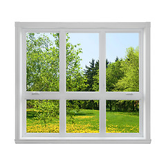 Image showing Spring landscape seen through the window