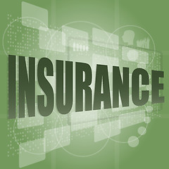 Image showing insurance word on digital screen