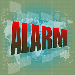 Image showing Security concept: alarm word on digital screen