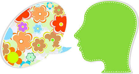 Image showing people head with speech bubbles from flower