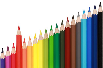 Image showing Colored pencils forming a rising chart