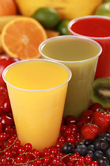 Image showing Fresh juices in drinking cups