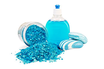 Image showing Soap blue different with bath salts in the jar