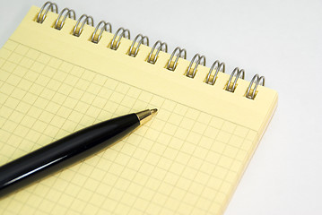 Image showing Notebook and ballpoint pen