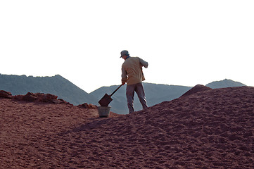 Image showing Workman Shoveling Dirt