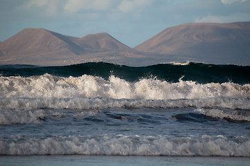 Image showing Beautiful Sunset On Famara Beach, Lanzarote