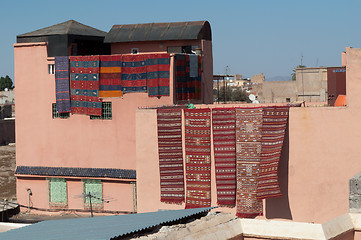 Image showing Moroccan building with Berber carpets