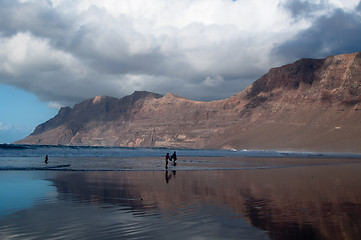 Image showing Beautiful Sunset On Famara Beach, Lanzarote