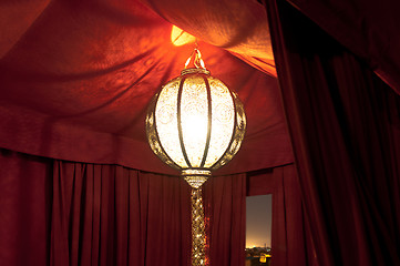 Image showing Traditional Riad Tent In Marrakesh At Night