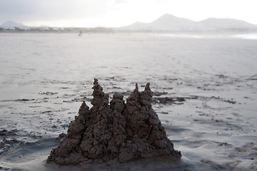 Image showing Sand Castle on Famara Beach, Lanzarote