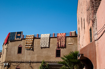 Image showing Moroccan building with Berber carpets