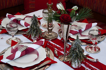 Image showing Red Christmas Table