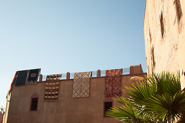 Image showing Moroccan building with Berber carpets