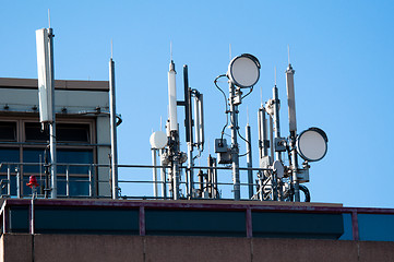 Image showing Communication satellite dishes and aerials