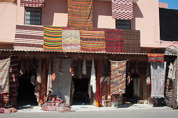 Image showing Moroccan building with Berber carpets