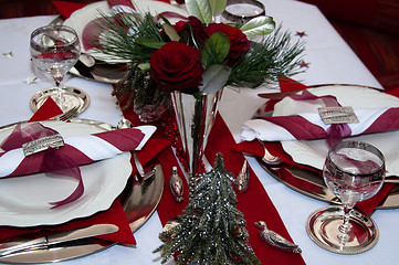 Image showing Red Christmas Table