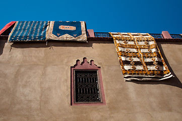 Image showing Moroccan building with Berber carpets