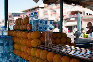 Image showing Oranges on display in Jemaa el Fna, Marrakech