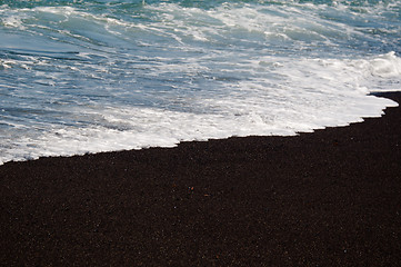 Image showing Black volcanic sand beach