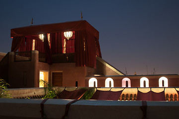 Image showing Traditional Riad Tent In Marrakesh At Night