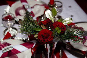 Image showing Red Christmas Table