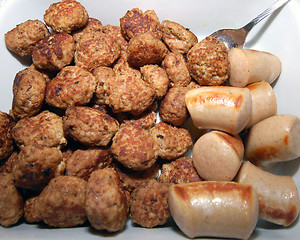 Image showing Meatballs and sausages