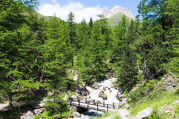 Image showing Bridge on mountain river