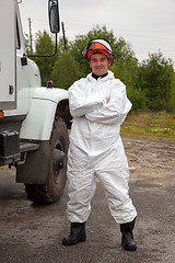 Image showing Worker in bio-hazard suit