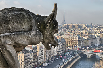 Image showing Beautiful view of Paris and Seine River in Winter