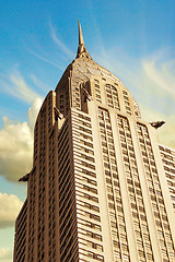 Image showing Manhattan Skyscrapers with dramatic Sky on background