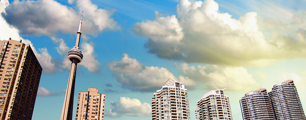 Image showing Toronto Skyscrapers, view from the Pier