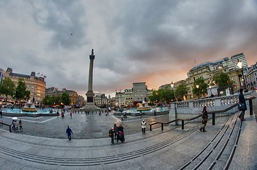 Image showing Trafalgar Square at sunset in autumn season - London