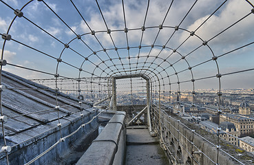 Image showing Fence on Notre Dame Top Terrace in Paris