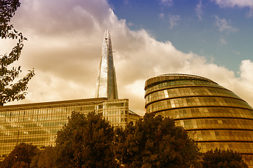 Image showing Modern structure of London Buildings near Thames river