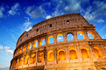 Image showing Beautiful dramatic sky over Colosseum in Rome