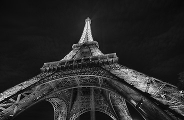 Image showing PARIS - DEC 1: Eiffel Tower Lights at night, closeup on December