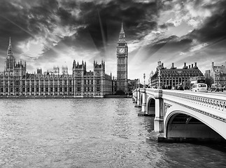 Image showing Beautiful view of Houses of Parliament, Westminster Palace and B