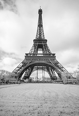 Image showing Dramatic Infrared Picture in Black and White of the Eiffel Tower