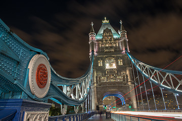 Image showing Tower Bridge architectural detail at Night - London