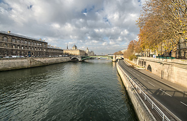 Image showing Beautiful view of Paris and Seine River in Winter