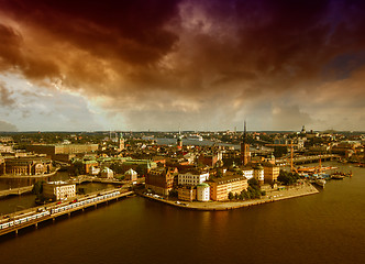 Image showing Stockholm, Sweden. Aerial view of the Old Town (Gamla Stan).