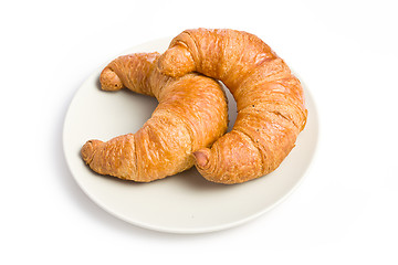 Image showing fresh croissant on plate