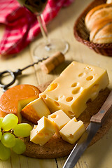 Image showing still life with cheeses