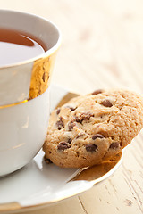 Image showing chocolate cookies with tea